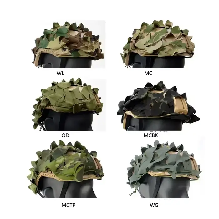 Protection casque FAST 3D camouflage feuilles pêche - Housse laser cut pour chasse sous-marine