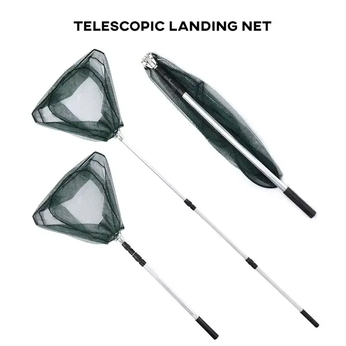 Filet pêche télescopique 190cm aluminium - Épuisette pliable pour carpes et pêche à la mouche légère