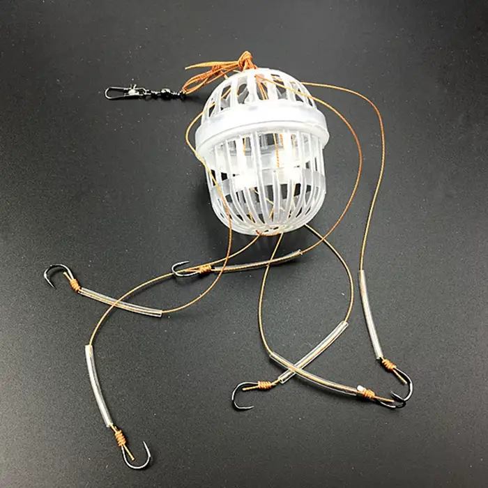 Cage amorce explosion pour carpe avec hameçons acier carbone et appâts sphériques