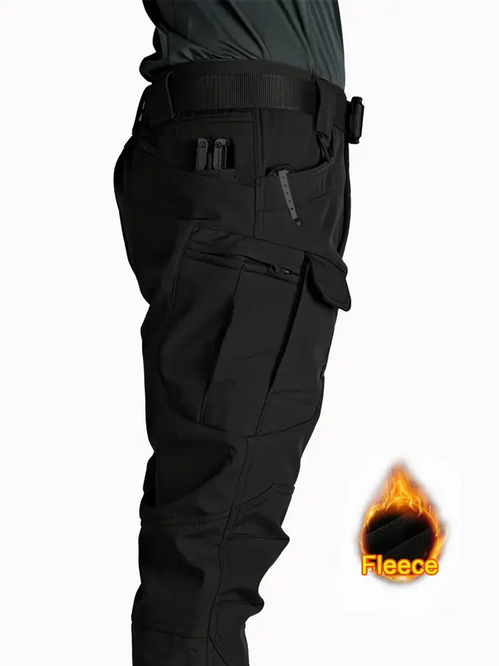 Pantalon cargo polaire 2025 pour homme - Pêche hivernale, randonnée, coupe droite et confortable