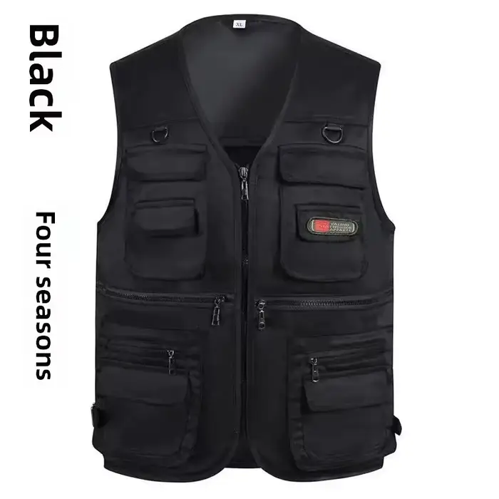 Veste multi-poches pêche homme décontractée - Vêtement extérieur ample pour activités outdoor et photographie