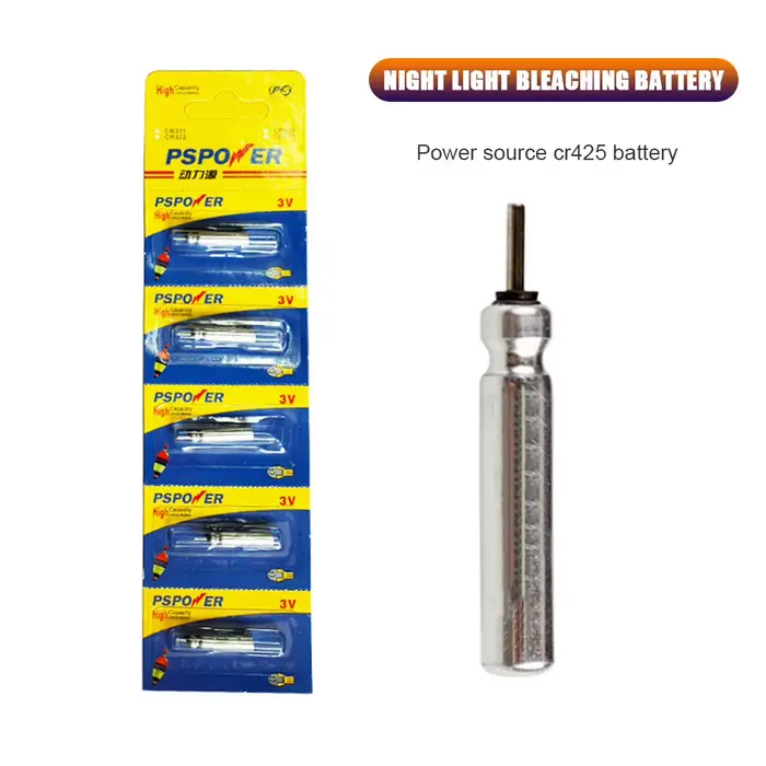 Flotteurs lumineux de pêche de nuit 100 pièces avec chargeur CR425 3V et piles lithium pour