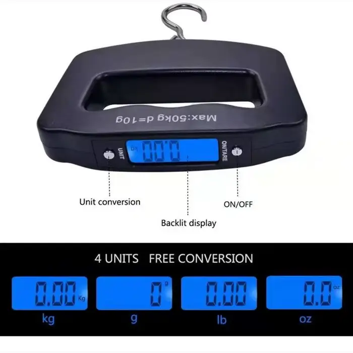 Balance électronique portable 50kg 110lb pour bagages et pêche - Pèse-bagage digital précis voyage
