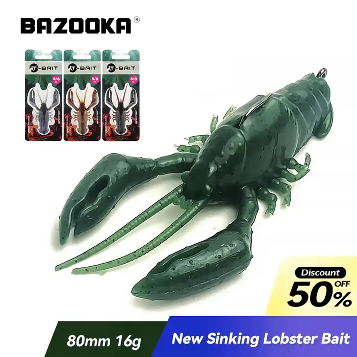 Leurre souple Bazooka silicone écrevisse - swimbait plombé avec hameçon intégré pour brochet sandre hiver