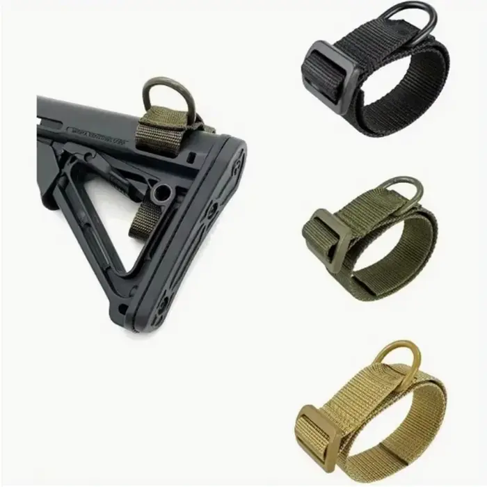 Adaptateur écharpe fusil anneau D nylon robuste noir fixation crosse pour pêche au fusil harpon