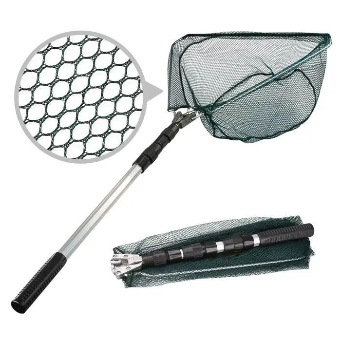Épuisette aluminium télescopique 130cm : pliable pour carpe, manche rétractable et léger pour capture