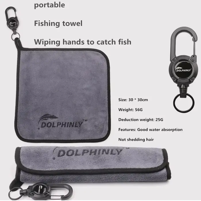 Serviette de pêche portable à boucle épaisse antidérapante et absorbante pour les mains