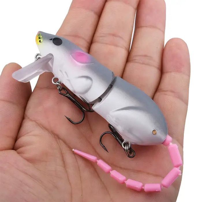 Leurre souris flottant 15,5 cm pour pêche du brochet et du black bass, appât artificiel rat nageur