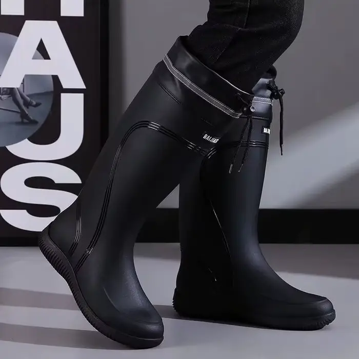 Bottes de pêche haute qualité homme imperméables tube haut - Chaussures anti-dérapantes caoutchouc bundle mouth