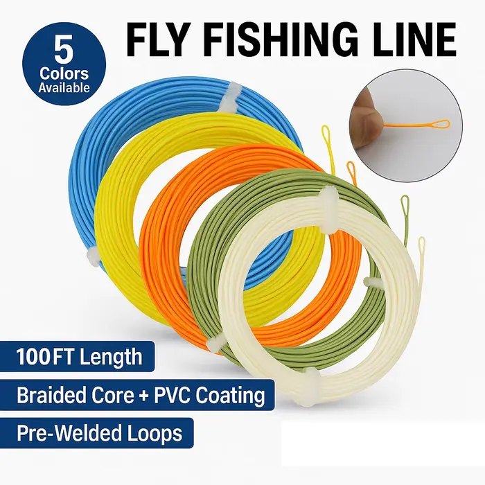 Ligne de pêche à la mouche flottante Aventik 100FT WF1F à WF9F pour truite, bass et saumon