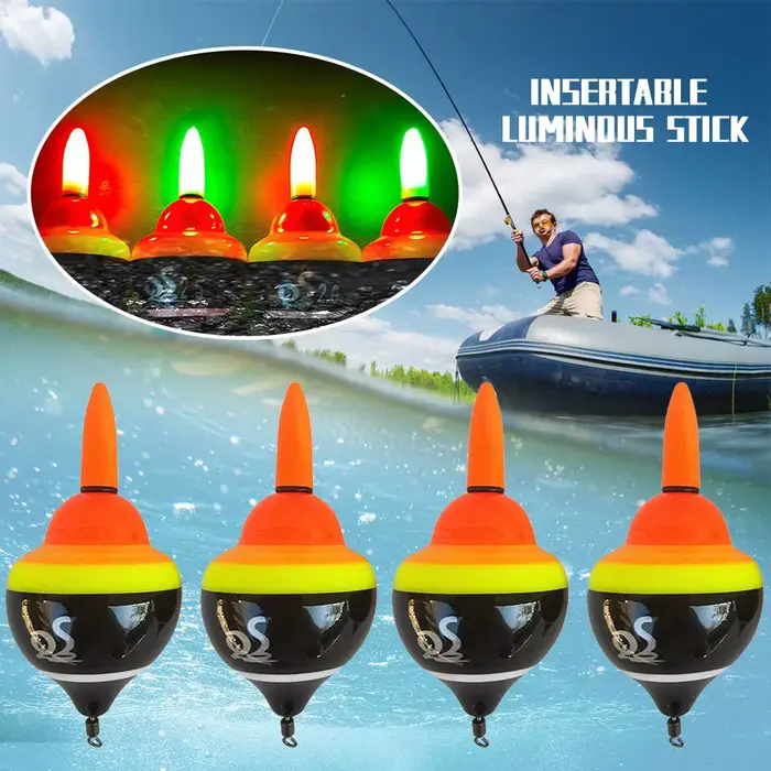 Flotteurs de pêche mer roche avec bâton lumineux - Accessoires pêche insertion lumineuse