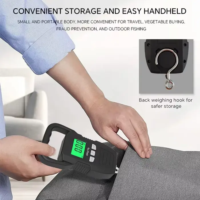 Balance numérique portable 60Kg - Pèse-bagages LCD avec rétroéclairage pour pêche et voyage