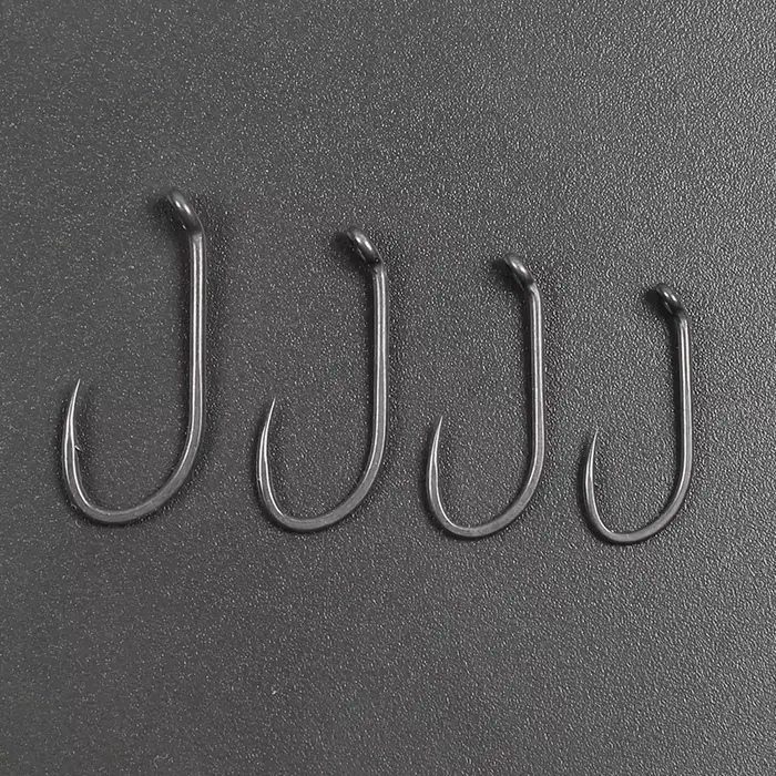10 hameçons carpe longue tige micro-barbelés taille 2 4 6 8, pointe bec ultra-affûtée revêtement PTFE