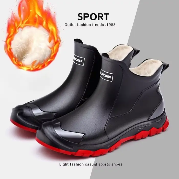 Bottes de pluie homme imperméables doublées polaire pour pêche hivernale et travaux extérieurs