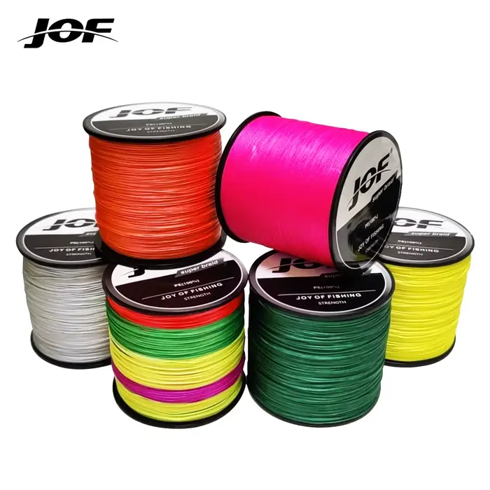 Fil pêche JOF PE tressé X4 résistant à l'abrasion pour accessoires pêche extérieure 300M 500M 1000M