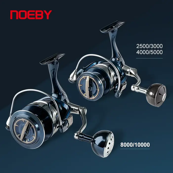 Moulinet spinning Noeby 2500-10000 aluminium - Frein 25kg mer - Roulements haute capacité