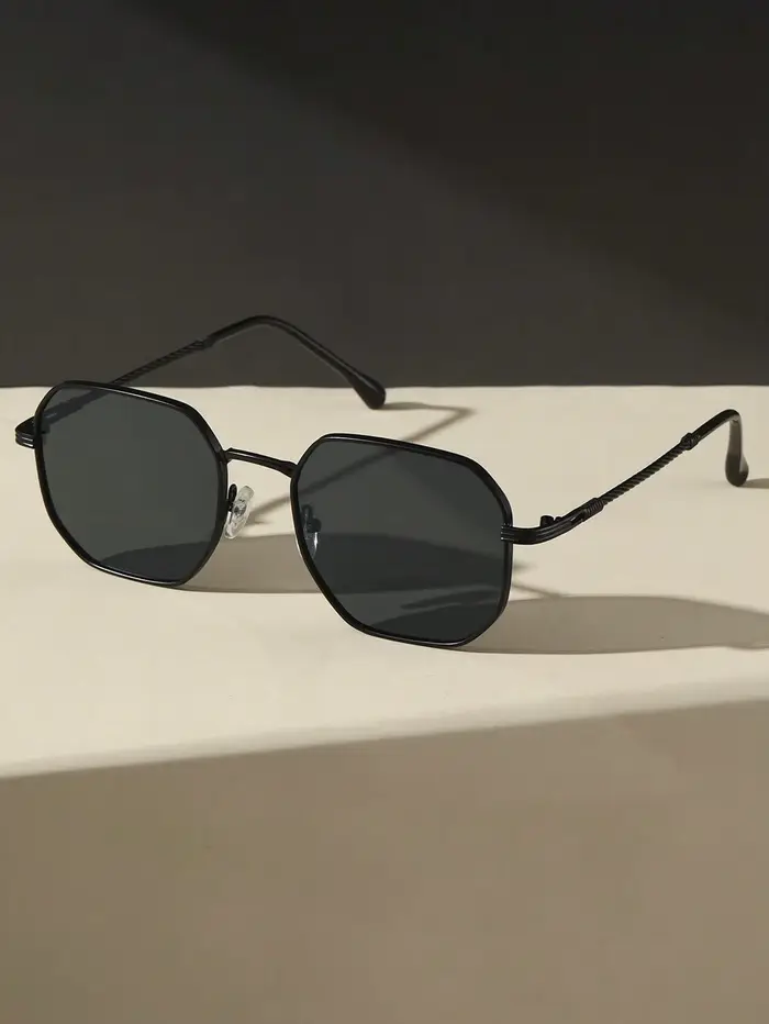 Lunettes de soleil vintage unisexe style bohème pêche - Monture géométrique métal rétro pour activités extérieures