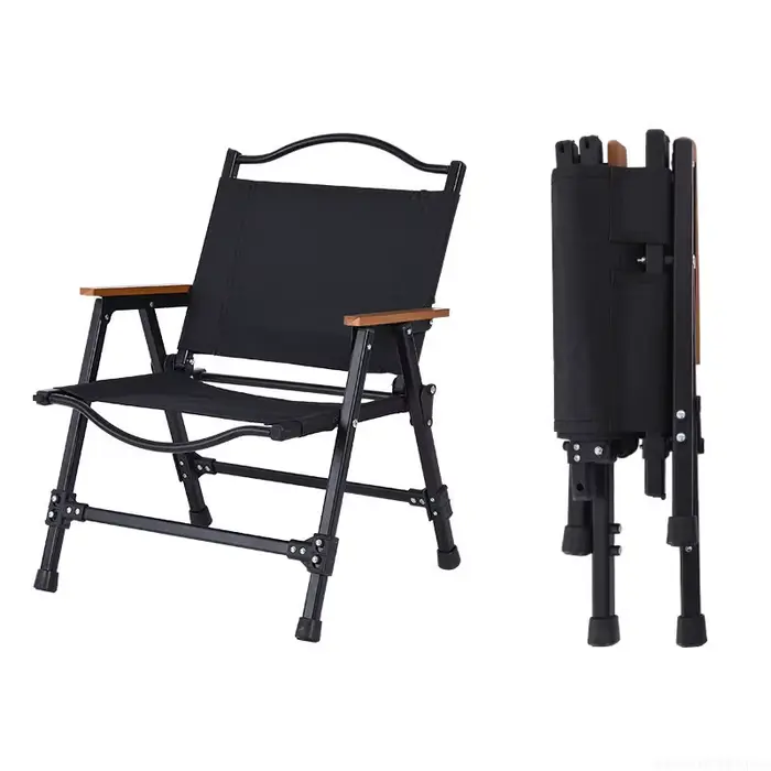 Chaise pliante Kermit noire amovible nouvelle - Camping, plage, pêche portable design moderne