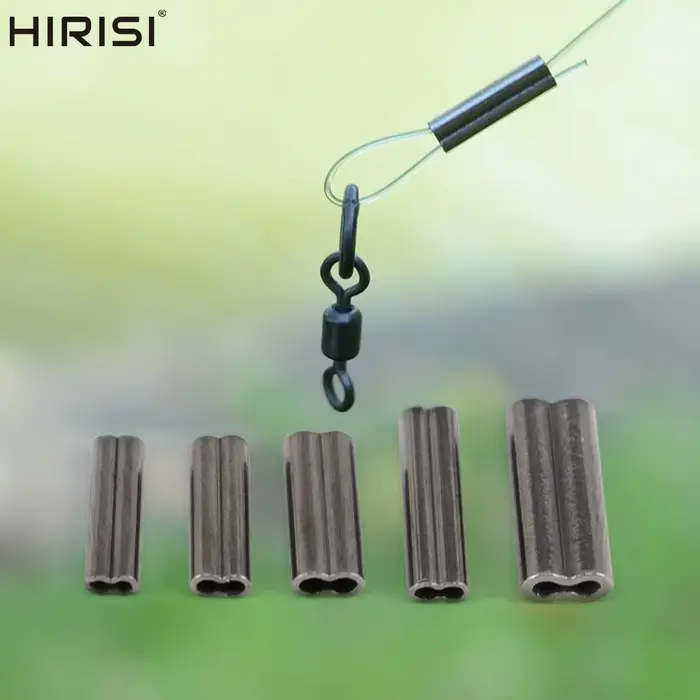 50 pièces de manchons à sertir en cuivre double pour tubes et fils de pêche, accessoires de raccordement