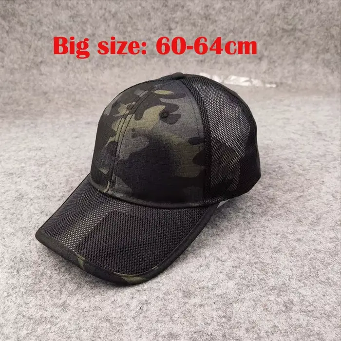 Casquette mesh grande taille pêche été - Baseball cap réglable homme camouflage jungle 62cm