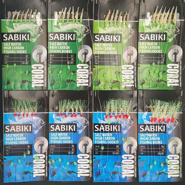 Sabiki Lunker avec leurres luminescents - Montage pour pêche au vif de multiples espèces