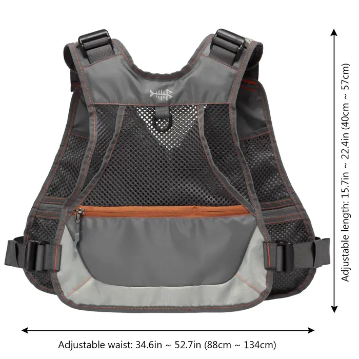 Veste de pêche à la mouche Bassdash FV09 pour enfant, taille ajustable et multiples poches pour