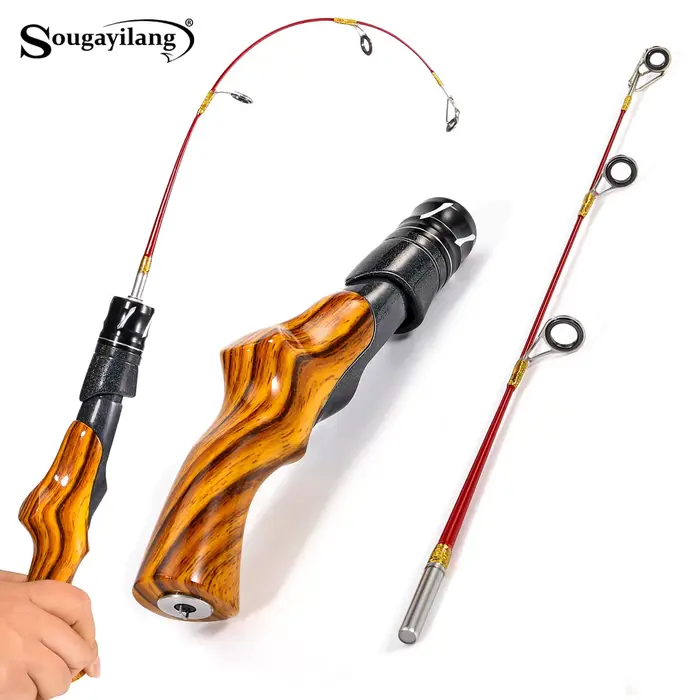 Canne à pêche sur glace Sougayilang 50cm - Interface métal grip bois anti-chute léger pêche hivernale