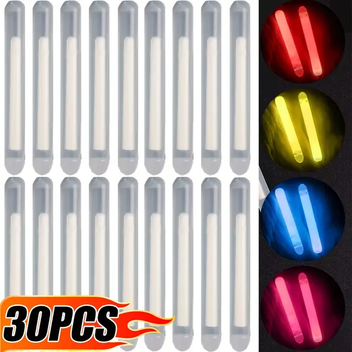 Bâtonnets luminescents fluo pour pêche de nuit, 10/20/30 pièces, lumière verte ou bleue durable