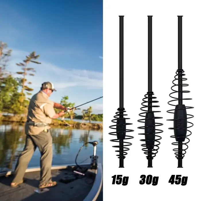 Cage à amorce lourde pour pêche de la carpe avec ressort réglable et contrepoids coulissant 15g-45g