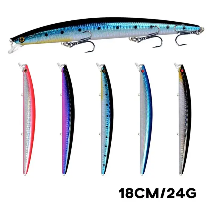 Leurre de pêche Minnow Laser 18cm 24g - Appât artificiel avec hameçons aiguisés pour pêche en mer