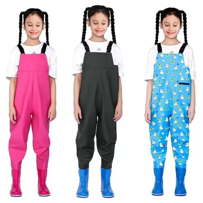 Waders enfants une pièce étanches avec bottes pour pêche jeunesse et activités aquatiques
