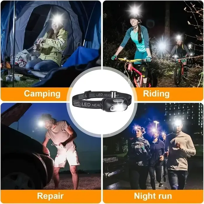 Lampe frontale LED HOMEFISH rechargeable détecteur de mouvement pêche camping étanche