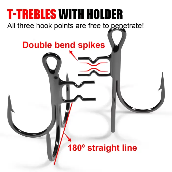Hameçons triple T-Trebles à pointes porte-appâts pour leurres souples et swimbaits pêche