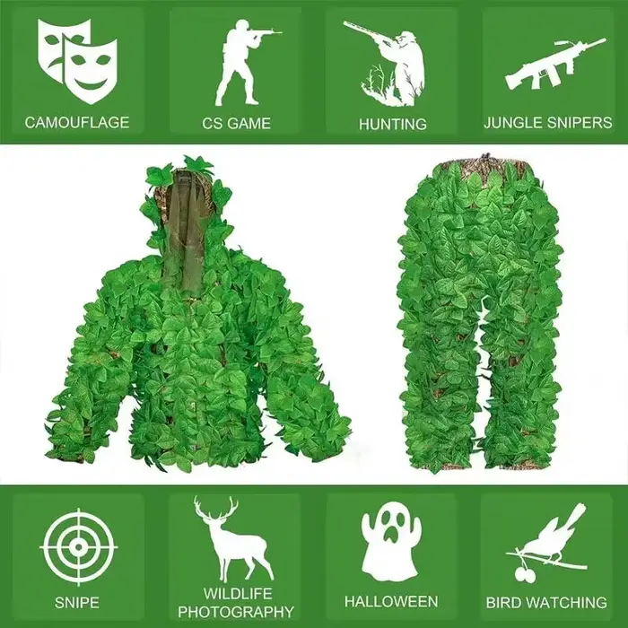Tenue camouflage bionique Ghillie pour homme femme - vêtements tactiques chasse pêche extérieur