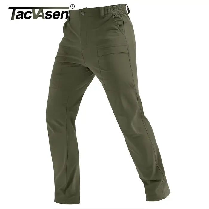 Pantalon randonnée homme TACVASEN léger séchage rapide 7 poches résistant à l'eau ripstop pêche cargo