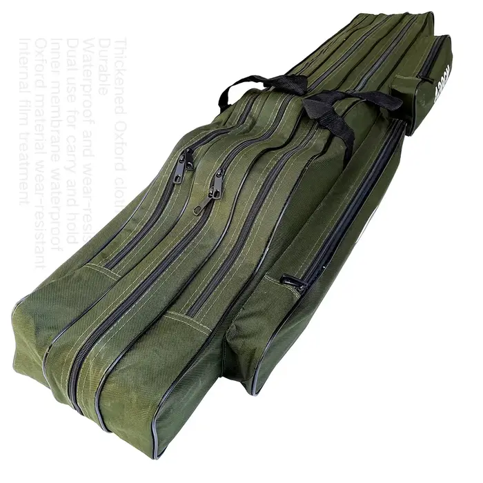 Étui pliable en toile Oxford pour canne à pêche 150/130/120/110 cm avec fermeture éclair - Poche de rangement