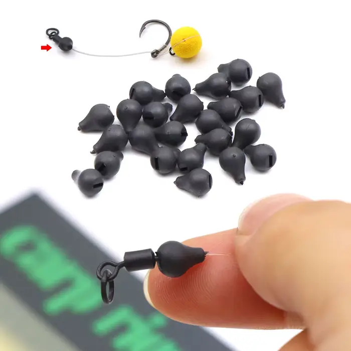 10 perles tungstène pour montage chod rig - Accessoires carpe fluorocarbone avec émerillon connecteur