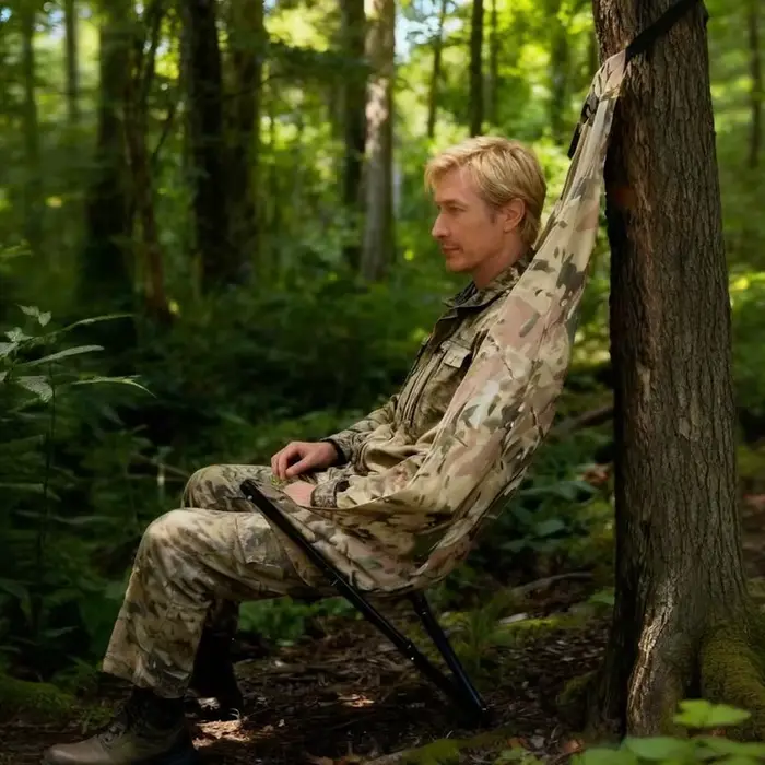 Chaise camouflage hamac pêche chasse portable - Siège suspendu arbre léger pour camping discret
