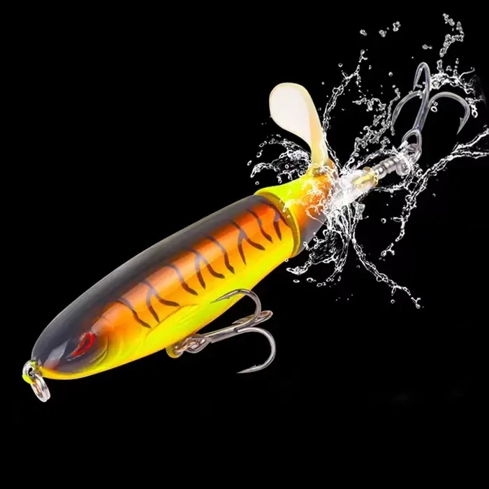 Leurre Topwater Whopper Popper 10cm/14cm pour pêche carnassier - Appât artificiel rotatif plopper