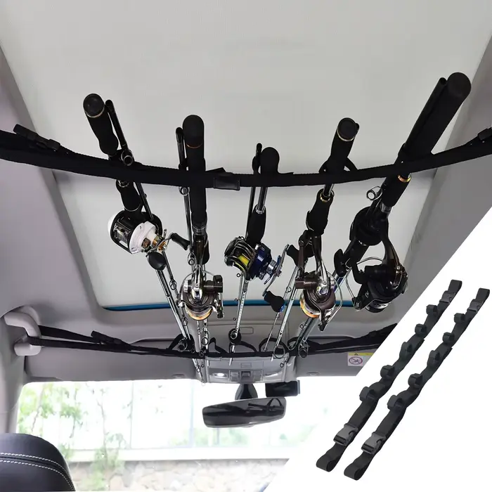 2 supports voiture cannes pêche SUV avec sangles réglables rangement équipement véhicule