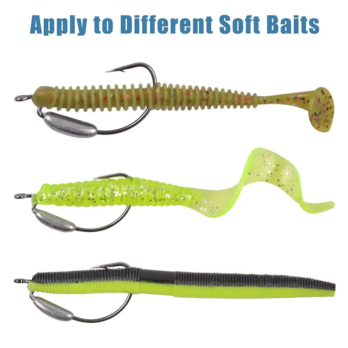 25 hameçons texas rig weighted offset pour bass - pêche eau douce et mer