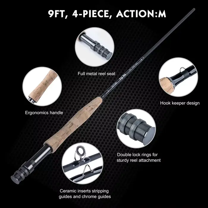 Canne à mouche Goture 2.7m 9FT légère voyage carbone 30+36T pour truite saumon perche brochet pêche