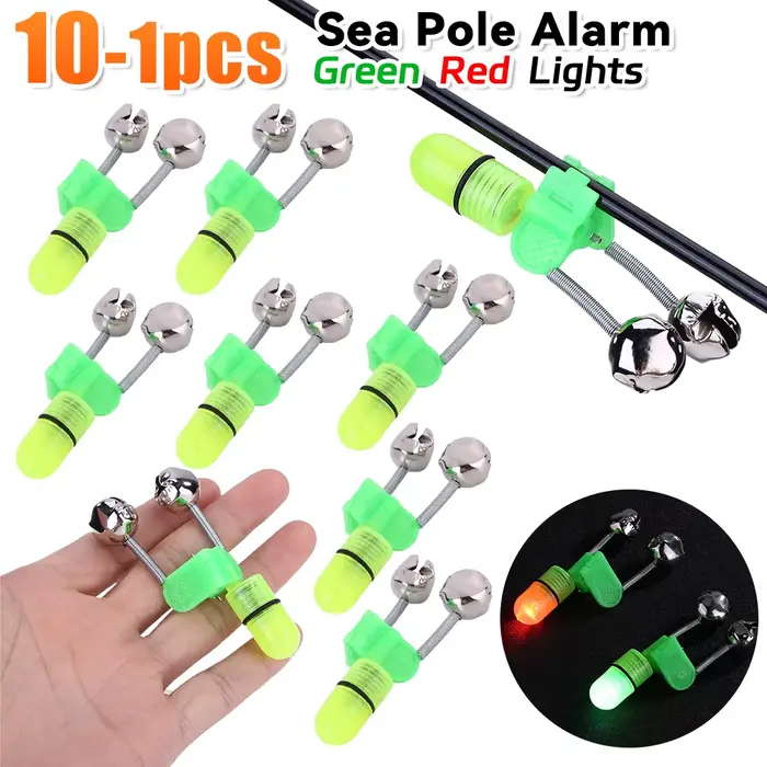 Alarme lumineuse pour pêche de nuit - Double clochette LED pour cannes mer avec clip et alerte sonore