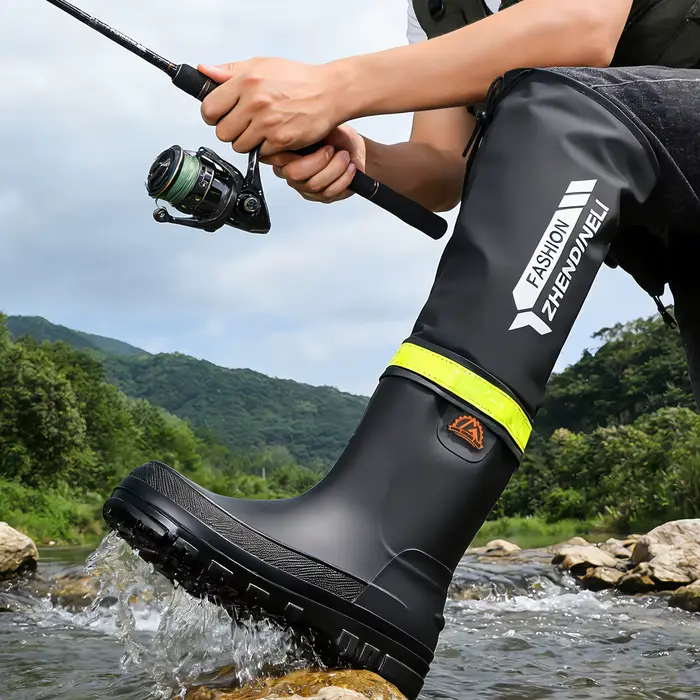 Bottes de pêche pliables hautes leurres imperméables anti-dérapantes pour vadrouille et rizières