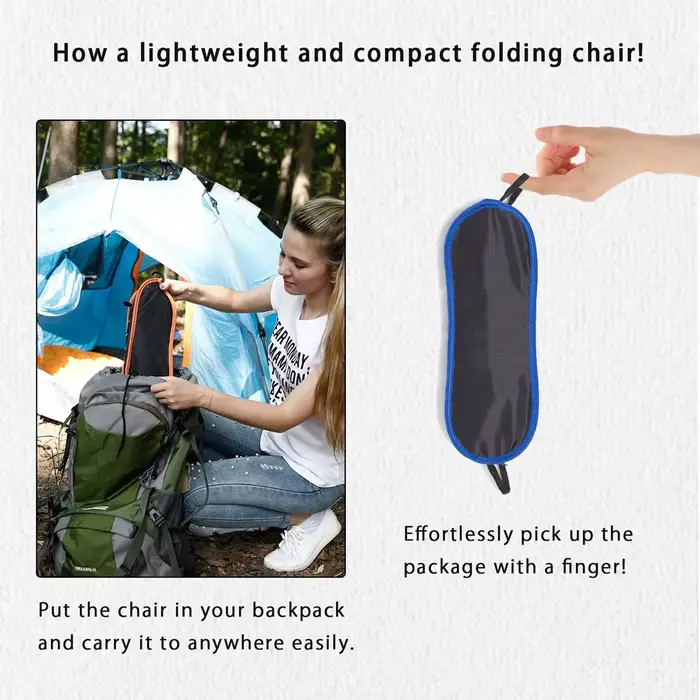 Chaise pliante ultralégère 2 pièces pour pêche, camping et voyage - Siège portable pour extérieur