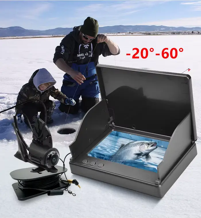 Kit caméra pêche sous-marine 4.3 pouces HD portable jour nuit avec câble et sac pour pêche sur glace