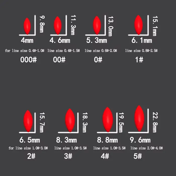 5 packs flotteurs 7 étoiles rouges A573 - mini flotteurs ovales connecteurs accessoire pêche