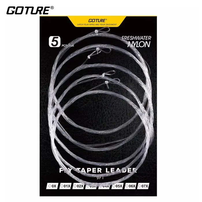 Bas de ligne nylon fly pêche 5 unités 9FT/2.74M, diamètres 0X à 7X avec boucle pour montage rapide