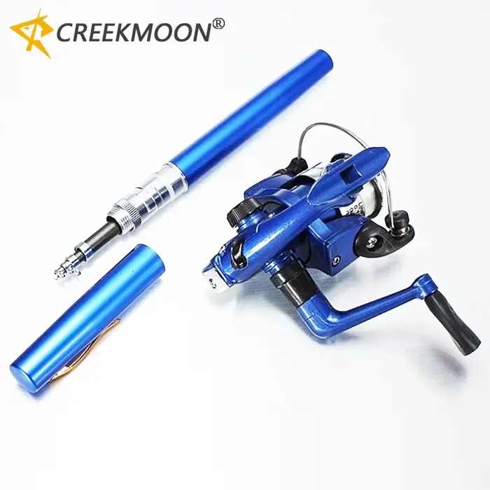 Combo canne pêche stylo Pen 1M mini poche glace mer eau salée mouche transportable voyage