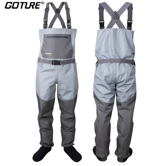 Waders de pêche Goture avec bottes intégrées 100% imperméables respirants - Pour pêche à la mouche et chasse